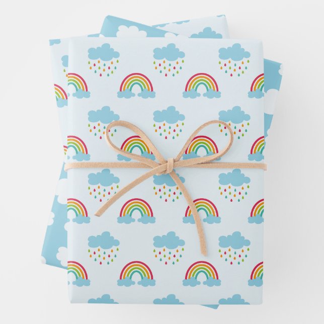 Rainbows & Clouds-Muster Geschenkpapier Set (Beispiel)