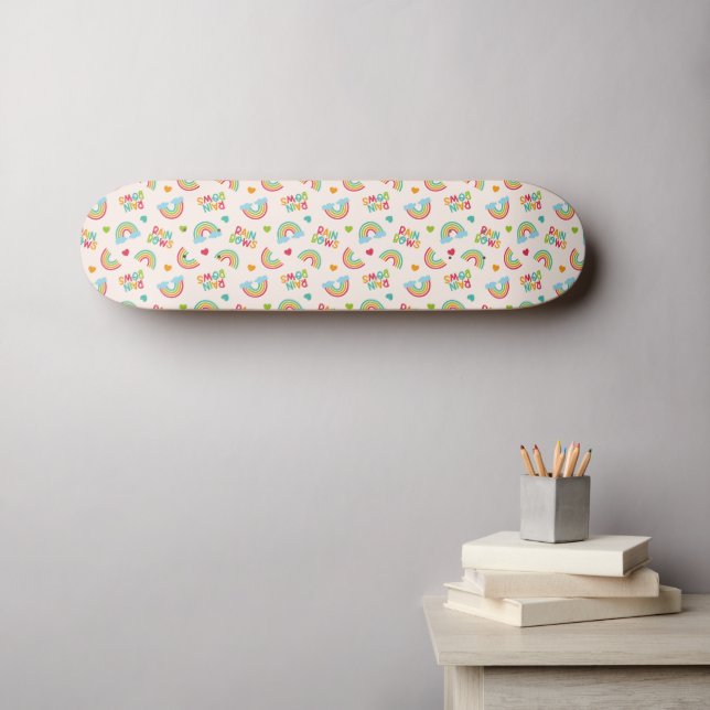Rainbows & Clouds-Muster Skateboard (Wandkunst (Horz))