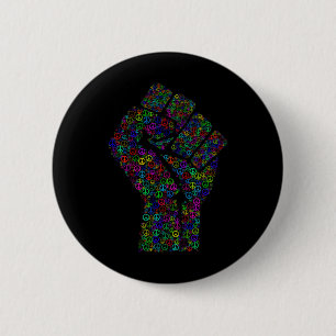 Rainbows der Faust-Friedenszeichen-Liebe des Aktiv Button