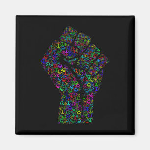 Rainbows der Faust-Friedenszeichen-Liebe des Aktiv Magnet