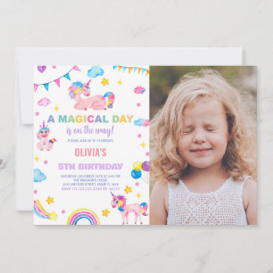 Rainbows Flags Unicorn Birthday Einladungen Foto