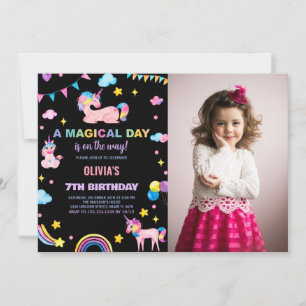 Rainbows Flags Unicorn Birthday Einladungen Foto
