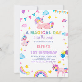 Rainbows Flags Unicorn Einladung zum Geburtstag