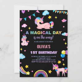 Rainbows Flags Unicorn Einladung zum Geburtstag