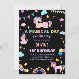 Rainbows Flags Unicorn Einladung zum Geburtstag