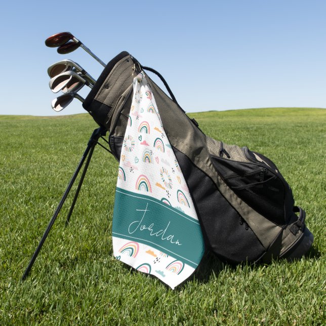 Rainbows & Herz-Muster Golfhandtuch (Gras)