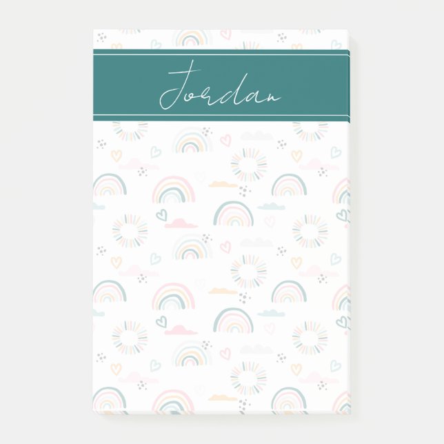 Rainbows & Herz-Muster Post-it Klebezettel (Vorderseite)