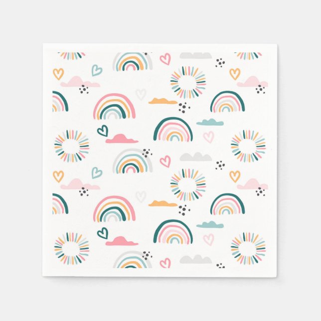 Rainbows & Herz-Muster Serviette (Vorderseite)