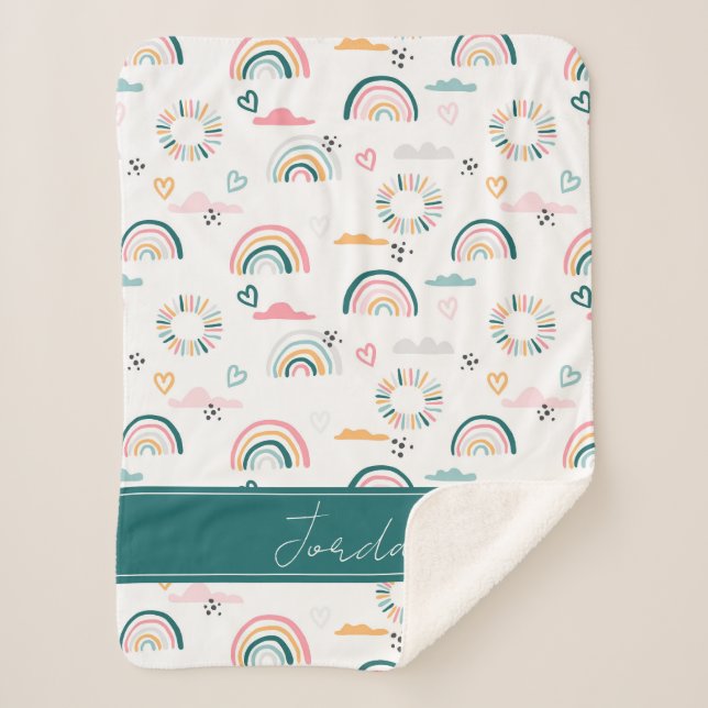 Rainbows & Herz-Muster Sherpadecke (Vorderseite)