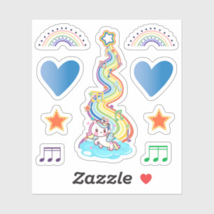 Rainbows Herz und Einhorn Aufkleber