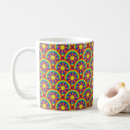 Rainbows im Stil der 70er Jahre und Muster der Sun Kaffeetasse