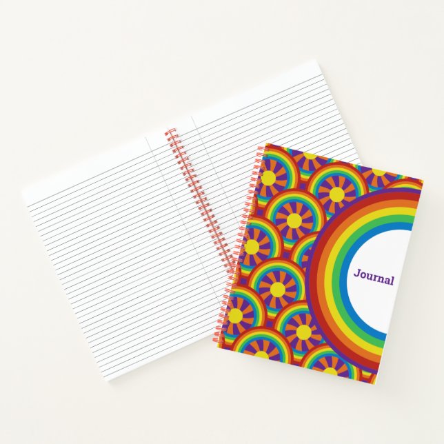 Rainbows im Stil der 70er Jahre und Sun Graphic Jo Notizbuch (Innenseite)