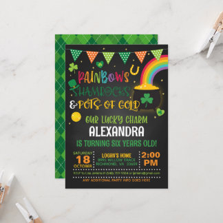 Rainbows, Kleeblätter und Töpfe aus Gold (B) Gebur Einladung