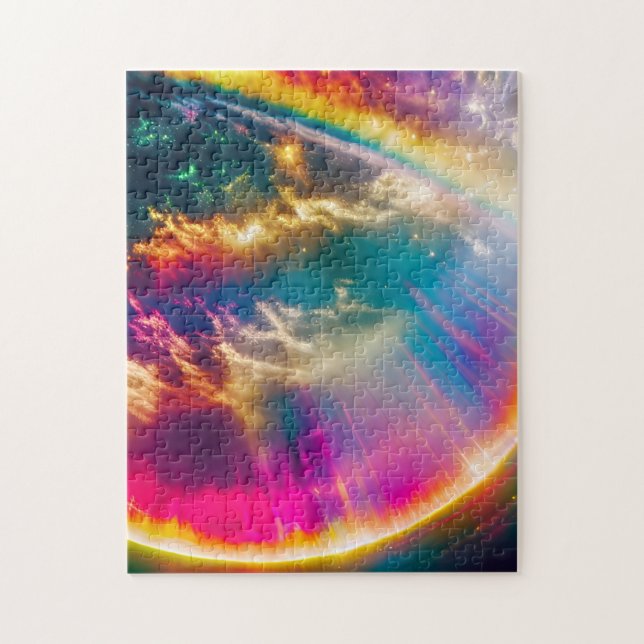 Rainbows Light Shine Through Wolken in Starry Sky (Vertikal)