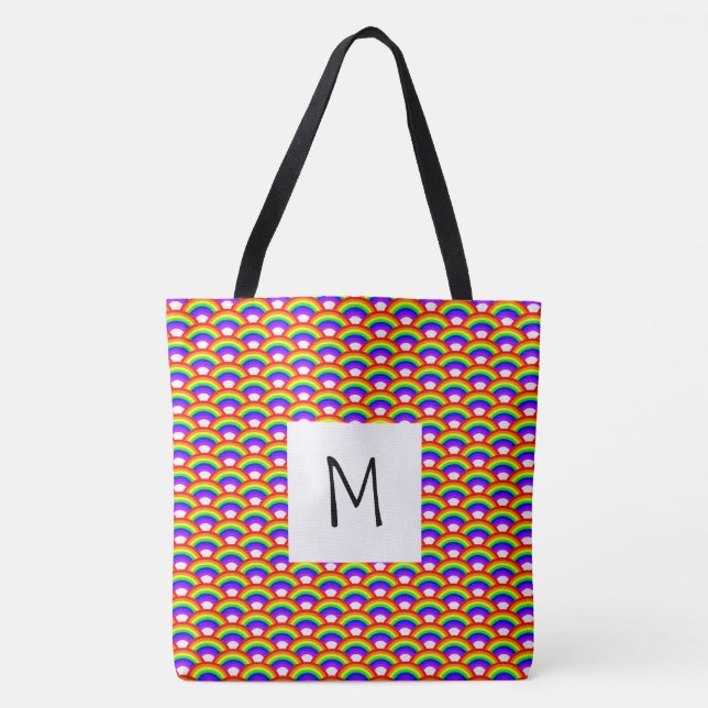 Rainbows Monogram Tote Bag Tasche (Vorderseite)