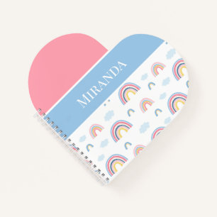 Rainbows Pink Blue Personalisiert Typografie Notizbuch