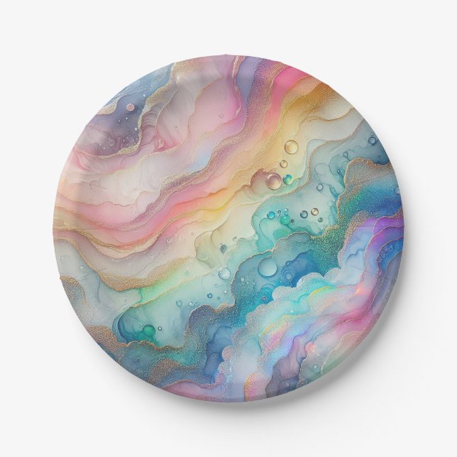 Rainbows und Blasen Papier Party Teller & Bowles (Vorderseite)