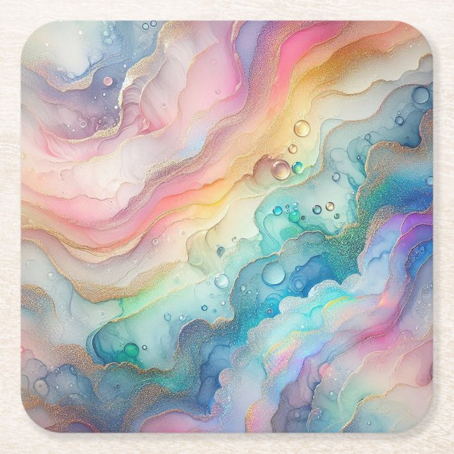 Rainbows und Blasen Papier & Party Teller Rechteckiger Pappuntersetzer (Vorderseite)