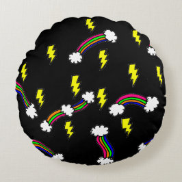 Rainbows und Blitzschrauben Doodle drucken Rundes Kissen