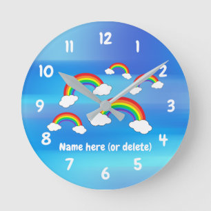 Rainbows und Clouds Acryl-Wanduhr Runde Wanduhr