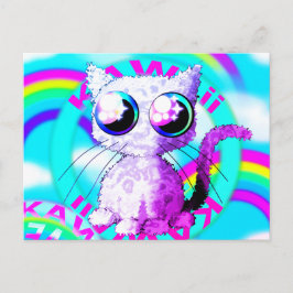 Rainbows und eine geschmeidige Katze im Kawaii-Sti Postkarte