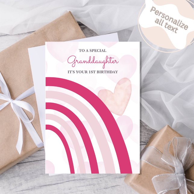 Rainbows und Herz (Hot Pink) Geburtstag Karte (Von Creator hochgeladen)