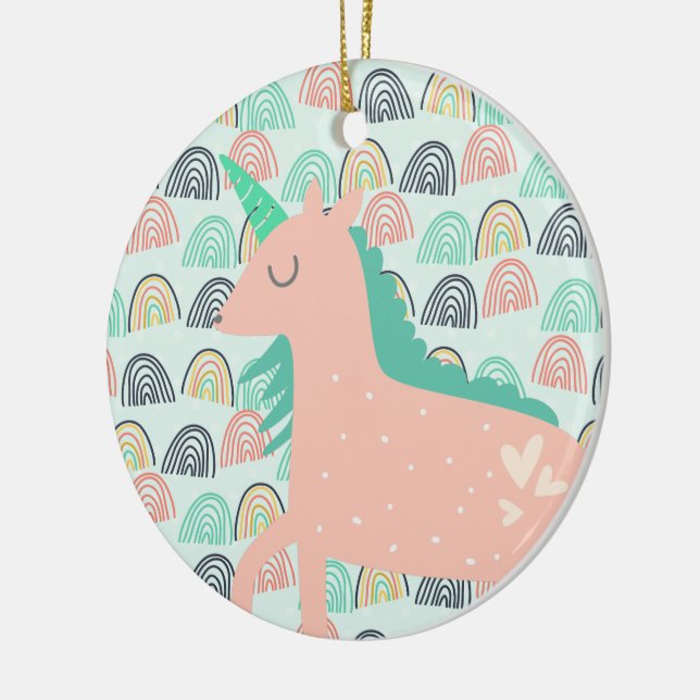 Rainbows und Unicorns Keramik Ornament (Links)