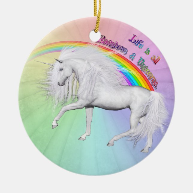 Rainbows und Unicorns Keramik Ornament (Vorne)