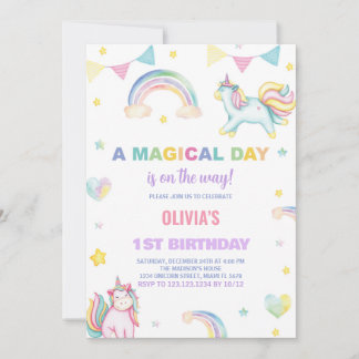 Rainbows Unicorn Einladung zum Geburtstag