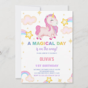 Rainbows Unicorn Invitations d'anniversaire
