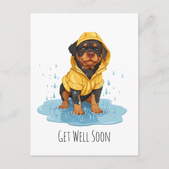 Raincoat für den Rottweiler-Hund Postkarte (Vorderseite)