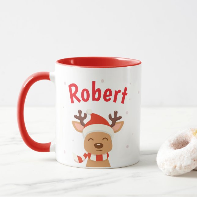 Raindeer Santa Personalize Christmas Coffee Tasse (Mit Donut)