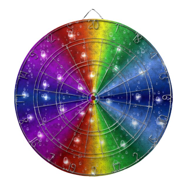 Raindops und Sterne auf Regenbogen Dartscheibe (vorne)