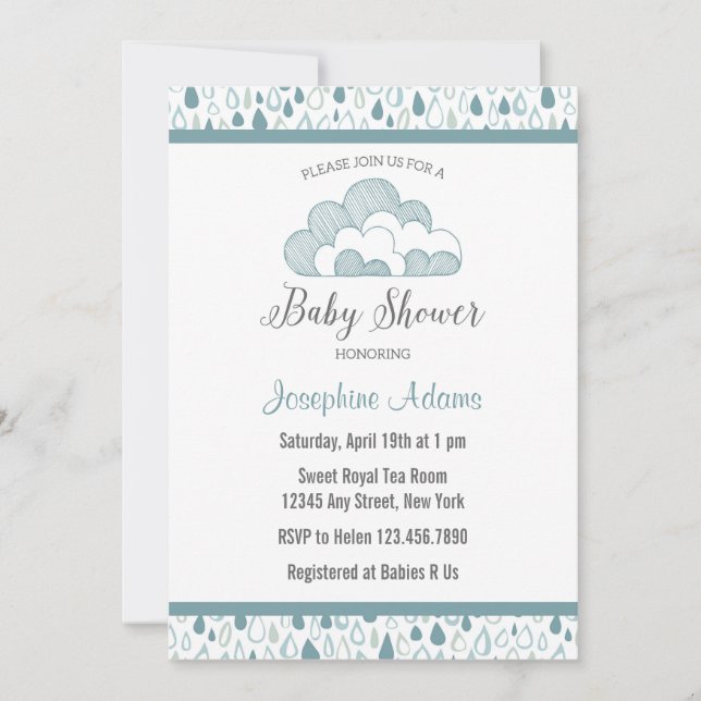 Raindrop Baby Shower Einladung (Vorderseite)