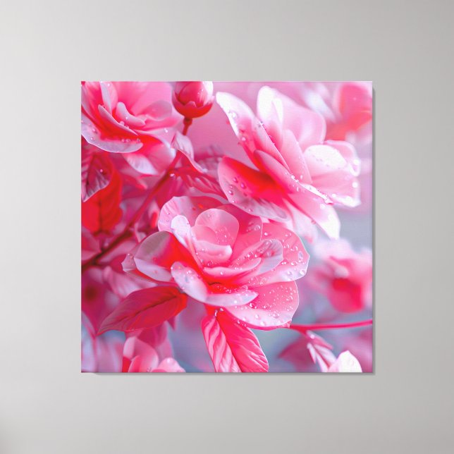 Raindrop Blush Pink Blossom Leinwanddruck (Vorderseite)