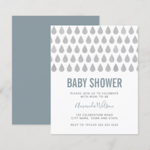 Raindrop Dusty Blue Gray Watercolor Babydusche in