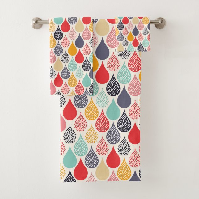 Raindrop Pop Art Dot Muster Badhandtuch Set (Insitu)