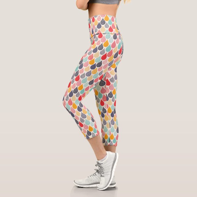 Raindrop Pop Art Dot Muster Capri Leggings (Links)