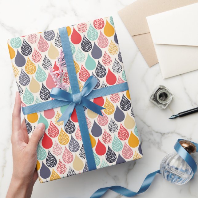 Raindrop Pop Art Dot Muster Geschenkpapier (Schenken)