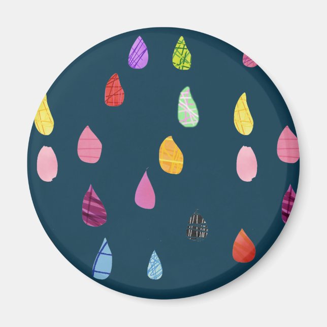 Raindrops Art Collage niedliche Collage boho Magnet (Vorne)
