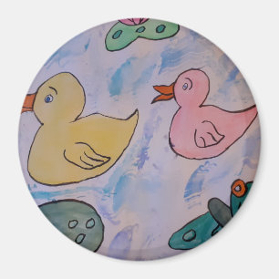 Raindrops auf dem Ducklings Magnet