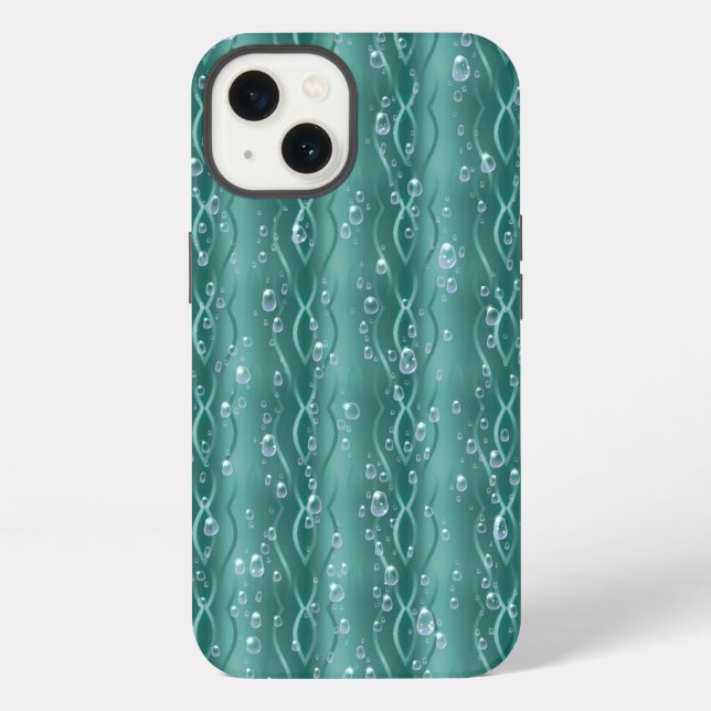 Raindrops auf grünem Metall iPhone Hülle (Rückseite)