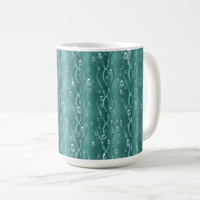 Raindrops auf grünem Metall Kaffeetasse (VorderseiteRechts)