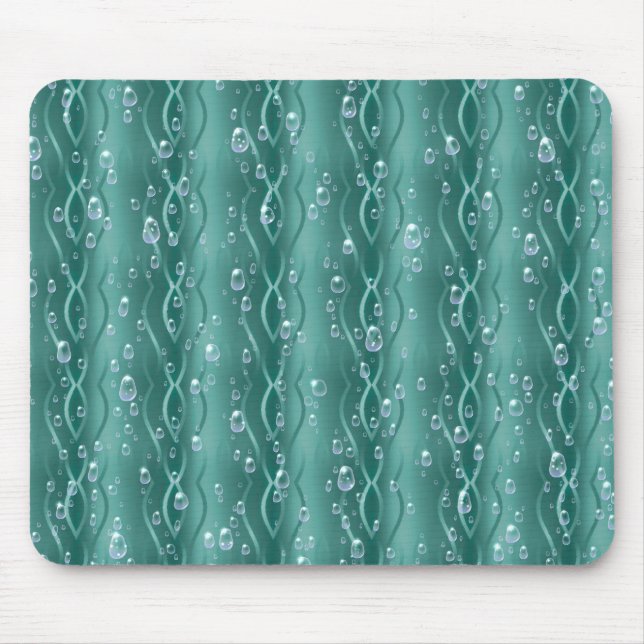Raindrops auf grünem Metall Mousepad (Vorne)