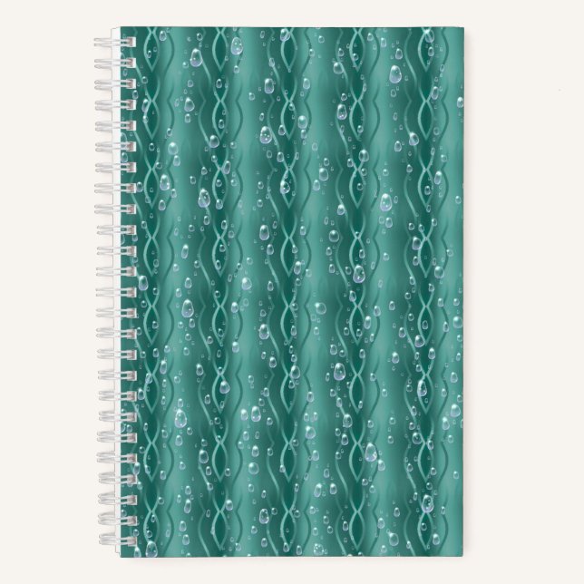 Raindrops auf grünem Metall Notizbuch (Vorderseite)