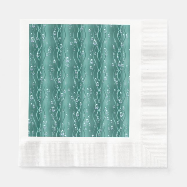 Raindrops auf grünem Metall Serviette (Vorderseite)