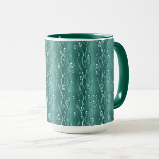 Raindrops auf grünem Metall Tasse (VorderseiteRechts)