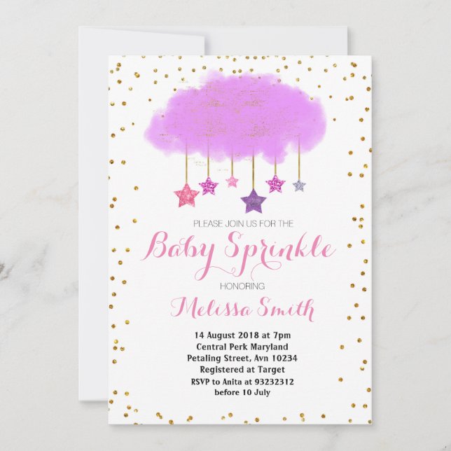 Raindrops Baby Sprinkle Invitation (Devant)