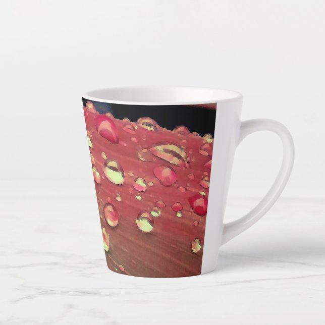 Raindrops Closeup, Spacey Cherry Red Milchtasse (Rechts)