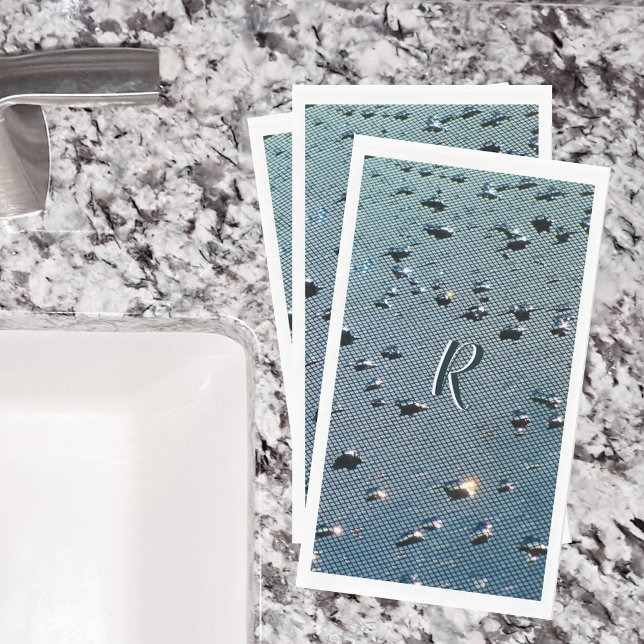 Raindrops Fotografisch Mit Monogramm Blue Serviette (Von Creator hochgeladen)